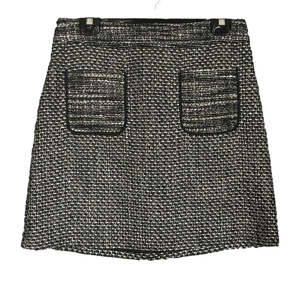 Loft Tweed Mini Skirt Womens 6 Black Silver Metallic Business Casual Sexy Short - Picture 1 of 11